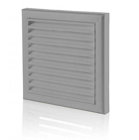 4 100mm Bathroom & Kitchen Extractor Fan Wall Terminal Vent Grille Fixed Louvre Blades for 4 100mm Round Outlet Ducting Cowll (Grey)