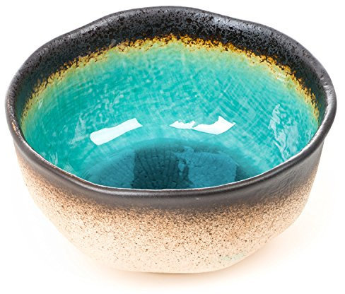 Bleu Crackleglaze Bol En Céramique Japonaise Pour Les Nouilles, Soupe Et Sushi - Glaçure Turquoise