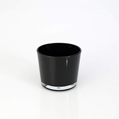 innaGLAS Photophore - Mini Vase Alena en Verre, Noir, 8,5cm, Ø 10cm - Petit bougeoir - Vase Rond