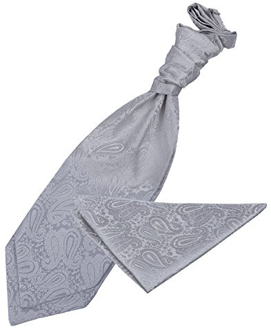 DQT Mens Paisley Floral Jacquard Pre-Tied Scrunchie Cravat & Pocket Square Set (2pc) – Wedding, Business & Formal