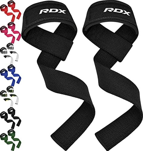 RDX Zughilfen Krafttraining Lifting Straps, 60CM Lang Profi Gym Bodybuilding Kreuzheben Gewichtheben Zubehör, 5MM Gepolstert Handgelenkschutz Griff, Fitness Powerlifting Deadlift Grip, Männer Frauen