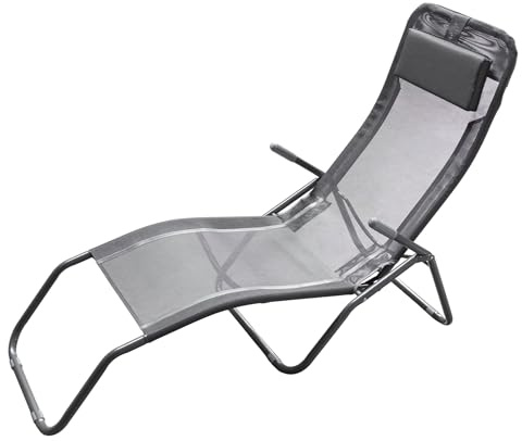Spetebo Gesundheitsliege mit Kopfkissen - 190 x 98 cm - anthrazit | zusammenklappbar, Garten, Balkon