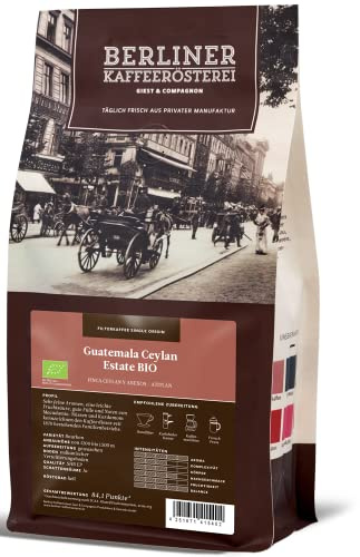 Berliner Kaffeerösterei - Guatemala Ceylan Estate BIO (1000g / ganze Bohne), Röstgrad Kaffee: hell, 100% Arabica Bohnen, Aromaprofil: Nussig/Würzig