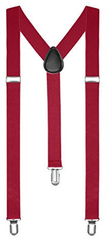 Autiga Hosenträger Herren Damen Hosen Träger Y Form Style Clips Schmal Neon Bunt Farbig, Dunkelrot, unisize