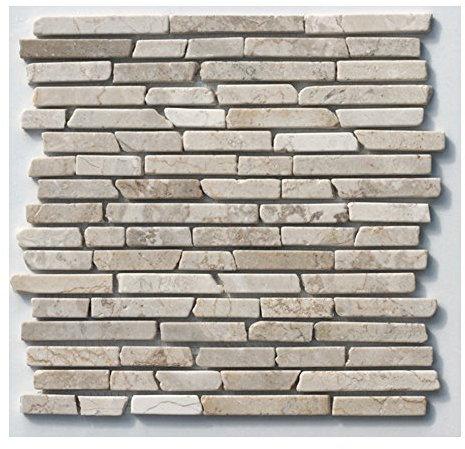 ST-433 Marmor Naturstein Stäbchen Mosaikfliesen Weiß Hellbeige Design Badezimmer Fliesen Lager Verkauf Stein-Mosaik Herne NRW