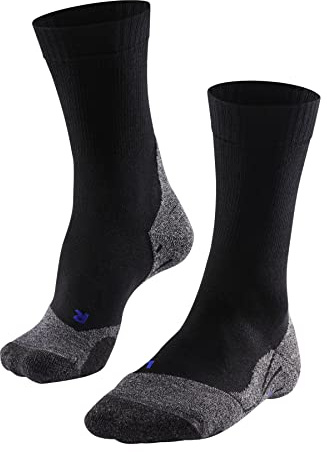 FALKE Women's TK2 Explore Cool Hiking Socks, Mid Calf, Medium Padding, Breathable Quick Dry, Cooling, Lyocell, Black (Black-Mix 3010), 6.5-7.5, 1 Pair