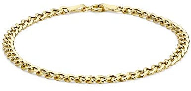 CARISSIMA Men's 9 ct Yellow Gold 4 mm Hollow Flat Curb Chain Bracelet of Length 18 cm/7 Inch