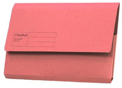 Exacompta Guildhall Document Wallets, 285gsm, Foolscap - Pink, Pack of 50