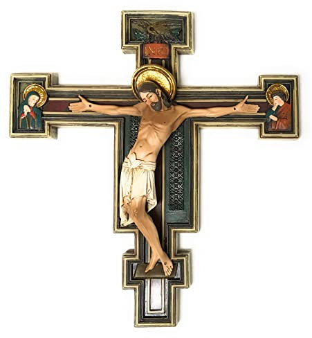 Roman ST Damian San Damiano Wandkreuz Kruzifix Königskette, 26 cm hoch, Wandmontage, Schlafzimmer, Kreuz (Kreuzigungsbild), Wanddekoration, Religiös