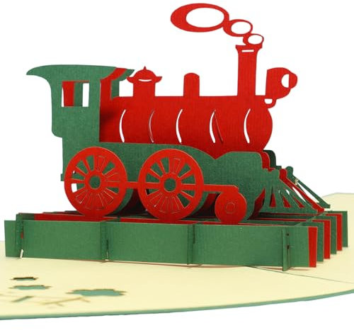 LINPOPUP®, LIN17182, Pop-Up -3D Karte, Geburtstagskarte, Glückwunschkarte, Kinderkarte, Geschenk Geburtstag Gutschein, Lokomotive, N152