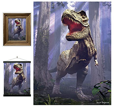 3D LiveLife Linsenförmige Wandkunst Drucke - T-Rex-Szene von Deluxebase. Ungerahmtes 3D Dinosaurier Poster. Perfekter Wandfüller. Original kunstwerk lizenziert von bekannt künstler, David Penfound