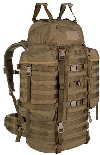 Wisport Armee Rucksack Damen & Herren + inkl. E-Book | Militär Army Backpack | Einsatz | großer Kampfrucksack Kompakt | Patrouillen | Taktik | Cordura | Wildcat 65 Liter Coyote Brown