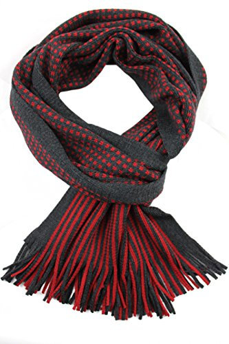 Rotfuchs Schal Kuschelschal Strickschal Raschelschal Streifen modisch 100% Wolle (rot grau) R743