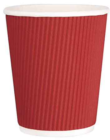 Fiesta GP424 Takeaway Coffee Cups, Ripple Wall, 8 oz., Red (Pack of 25)