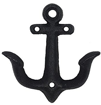 zeitzone Garderobenhaken Anker Doppelhaken Maritim Gusseisen Schwarz Antik-Stil