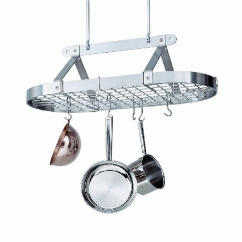Enclume Deckenregal, oval, mit Gitterrost, 90 cm, Chrom