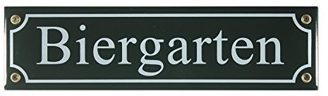 Straßenschild Biergarten grün Bier Garten 30x8 cm Emaille Schild wetterfest und lichtecht Emaile Emailleschild