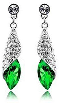 925 Sterling Silber Österreichischen Kristall Lilie Blume Ohrringe Strass Schmuck Grün