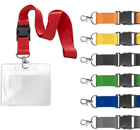 Karteo Ausweishülle mit Schlüsselband gelb [1 Stück] Lanyard 25 mm Breite und Kartenhülle Ausweishülle 86 x 54 mm Weichplastik für Ausweise