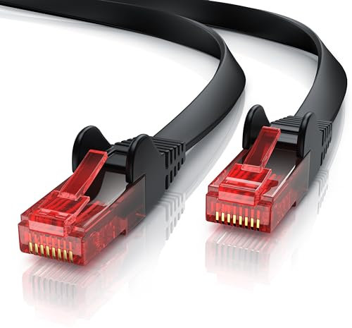 CSL - 5m Cat 6 Netzwerkkabel Flach - Gigabit Ethernet LAN - RJ45 Kabel Flachbandkabel Verlegekabel - 10 100 1000 Mbit s - Patchkabel Flachkabel - schwarz