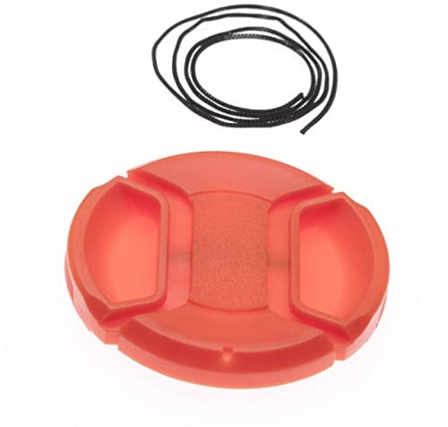 vhbw Universal Objektivdeckel 55 mm für Kamera, DSLR - Kunststoff, Rot, mit Innengriff