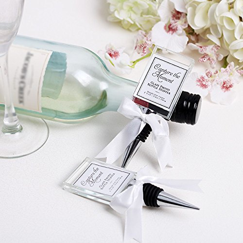 Bomboniera tappo acciaio di bottiglia di vino porta foto cornice vetro elegante regalo decorazione tavolo