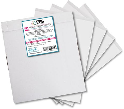 EPS Easy Peel A4 Premium Icing Sheets for Edible Printing - 25 Pack of Icing Sheets for Cake Toppers