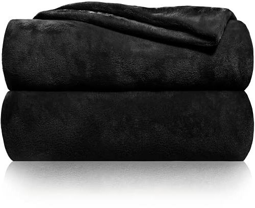 Gräfenstayn® Kuscheldecke flauschig & super weich - hochwertige Fleecedecke auch als Wohndecke, Tagesdecke, Sofadecke & Wohnzimmer geeignet - Überwurf Decke Sofa & Couch (Schwarz, 240x220 cm)