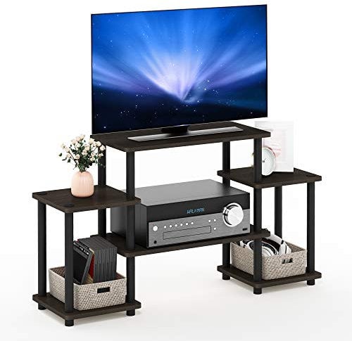 Furinno Turn-N-Tube Soporte De TV, Madera, Marrón Oscuro/Negro, Talla única