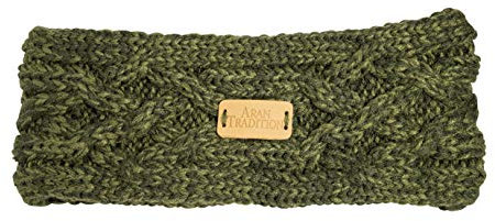 Aran Traditions Cable Knitted Style Headband (Dark Green), Knitted Aran, Winter Accessories