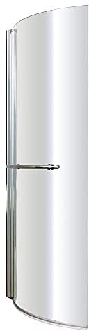 VeeBath NCSR1 Brill 6mm Curved Toughened Safety Glass Bath Screen Panel for P-Shaped Baths with Towel Rail - 1435x720mm, Chrome