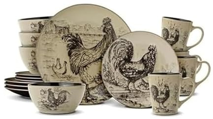 Pfaltzgraff Homespun Coq 5177076 Service de table 16 pièces Argile Marron