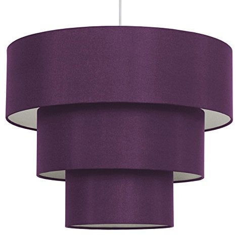 MiniSun | 3 Tier Purple Faux Silk Ceiling Light Shade | Lamp Shades, Home Décor & Improvement Essential | 380mm Shade Width
