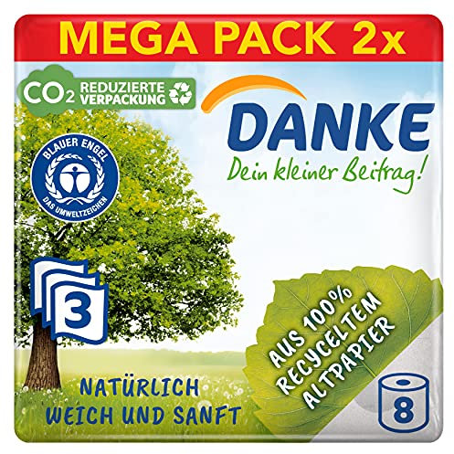 Danke Toilettenpapier, 2er Pack (2 x 8 Rollen)