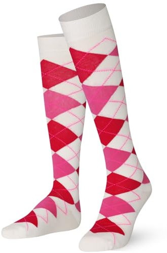 MySocks Hommes Femmes Genou Haute Chaussettes,Fuchsia sur Crème,42-46