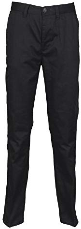 Henbury Womens/Ladies 65/35 Flat Fronted Slim Fit Chino Work Trousers (Medium x Regular) (Black)