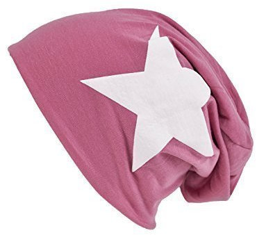 shenky pink Langer Jersey Beanie mit weißem Stern