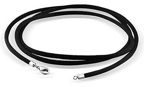 kaguyo 2mm Black Silk Cord Chain Necklace Thin Soft Rope with Sterling Silver Clasp 14 ;16, 18, 20, 24,26. 28. 3032 Inch Jewelry Gift For Men Women Girl Boy (36 IN)