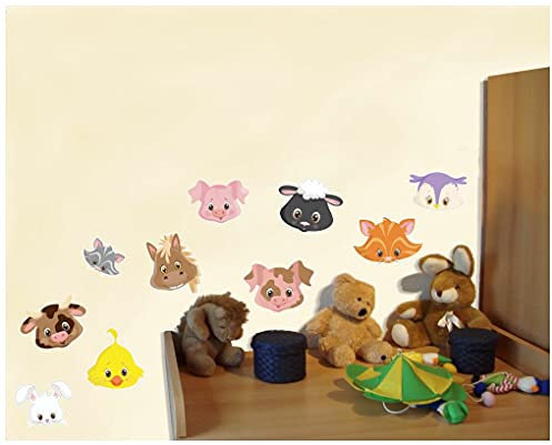 Samunshi® 11x Wandtattoo Baby Bauernhof Tiere Set Wandbilder Kinderzimmer Deko Junge Wandtattoo Kinderzimmer Mädchen Wandsticker 2x 33x52cm