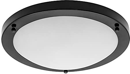 LITECRAFT Mari LED IP44 Rated Flush Bathroom Ceiling Light Modern Style Home Lighting (Satin Black, Large, 28 Watt)