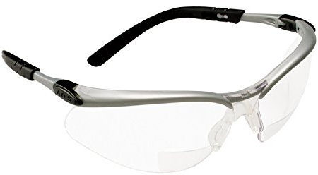 3M Reader +2.5 Diopter Safety Glasses, Silver/Black Frame, Clear Lens - 11376