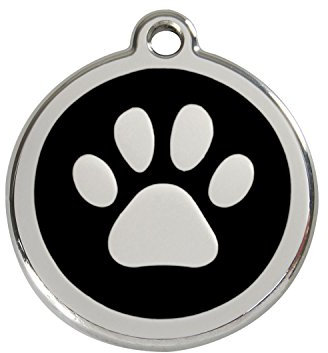 Red Dingo Paw Print Black IT Tag Small