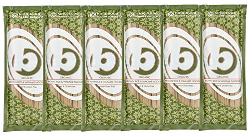 King Soba 6-Pack Gluten Free & Organic Brown Rice & Wakame Noodles 250g - 3 Servings Per Pack