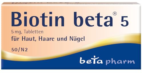 BIOTIN beta 5 Tabletten - Biotin 5mg hochdosiert (Vitamin B7), 50 Stück | Vitamine für gesundes Haarwachstum - für feste Nägel - Vitaminpräparat - ohne Zusatzstoffe - für Erwachsene