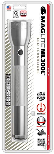 Maglite ML300L LED 3-Cell D Flashlight, Silver