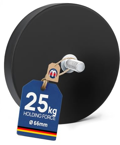 Neodym Magnet-System gummiert Ø 22-88 mm Gewinde-Zapfen (Außen-Gewinde):M4 bis M8 - Haftkraft bis 55kg -Starke Magnete mit Gummi-Mantel Anti-Rutsch Beschichtung, Größe:Ø 66mm | M8x15 | 25kg Haftkraft