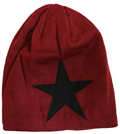 Sun Fashion Winter Sterne Strickmütze Feinstrick Mütze gefüttert (rot)
