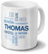 printplanet Tasse mit Namen Thomas Positive Eigenschaften Tagcloud - Blau - Namenstasse, Kaffeebecher, Mug, Becher, Kaffeetasse