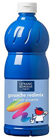 Lefranc Bourgeois - Gouache liquide Redimix pour enfants - Bouteille 1L - Bleu primaire