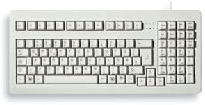 CHERRY G80-1800, Kompakte Mechanische Tastatur für Industrieanwendungen, Deutsches Layout (QWERTZ), Kabelgebunden (USB & PS/2), MX BLACK Switches, Hellgrau